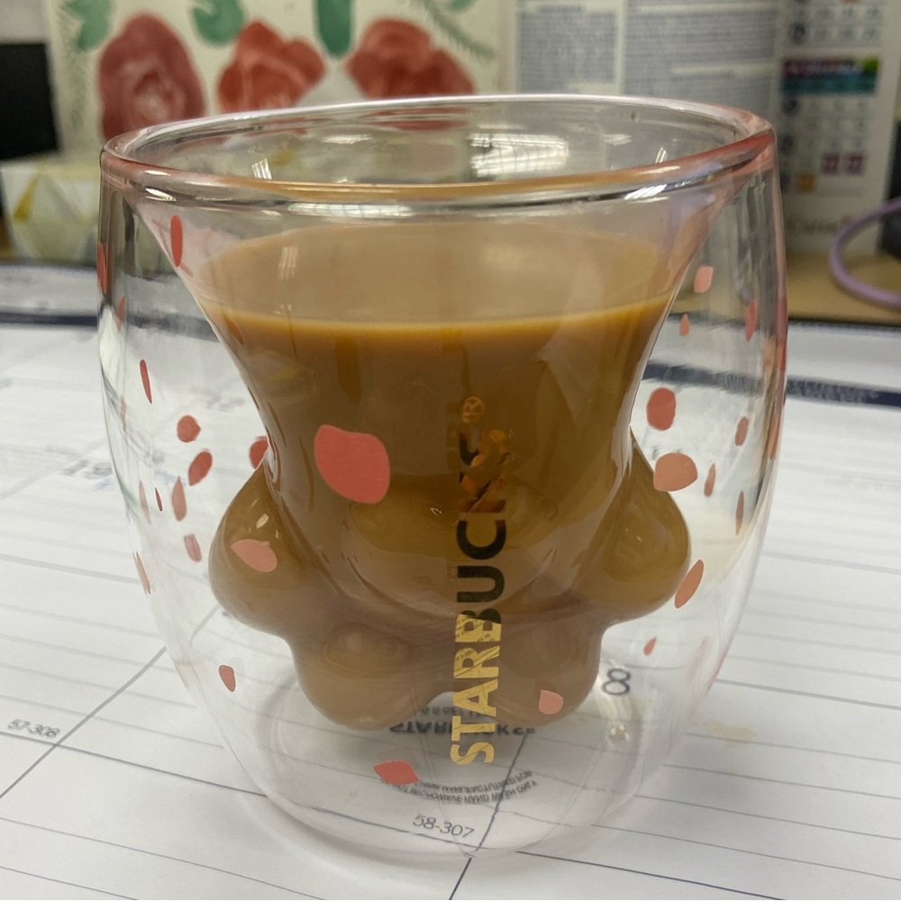 Limited Edition Starbucks Sakura Cat Paw Double-Walled Glass Cup
